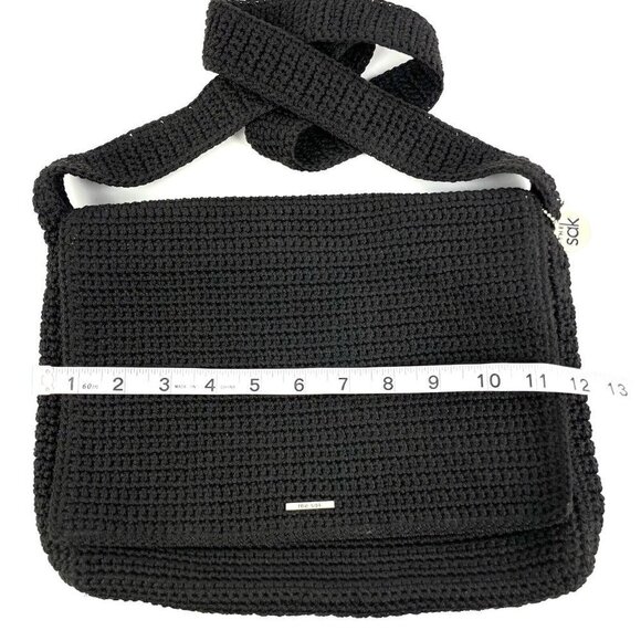 The Sak Crochet Handbag Black Flap Boho Shoulder Bag Purse Bag Charm - Picture 8 of 10